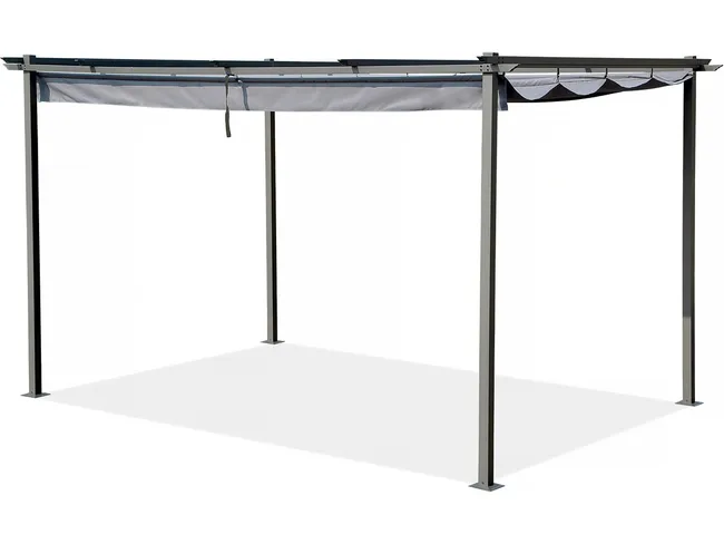 Pergola en métal avec toit rétractable 3 x 4 m gris anthracite